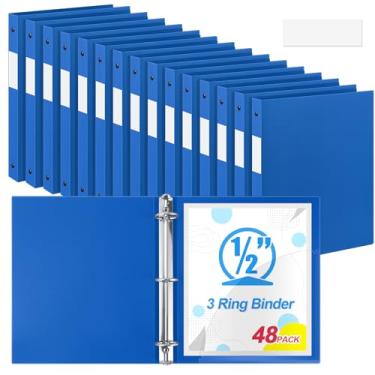 Imagem de Henoyso 48 fichários de 3 anéis redondos de 1/5.1 cm, tamanho carta, 20 cm x 28 cm, fichário flexível de plástico, comporta 100 folhas com 1 bolso, organizador versátil para escritório, casa, escola