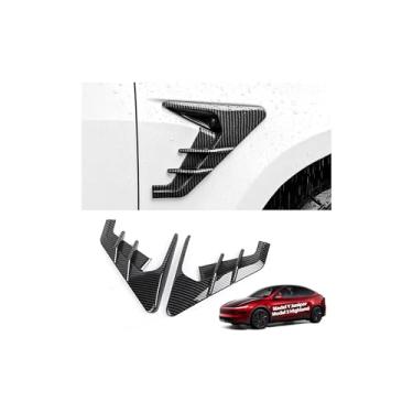 Imagem de cybtkcar Capa para câmera Tesla Side Fender Trim Model Y Atualizado Juniper Model 3 Highland Accessories 2025 2026 Padrão de Fibra de Carbono Indicador de Câmera Marcador de Proteção Modificação