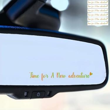 Imagem de Adesivo de espelho retrovisor 6X Time For A New Adventure, adesivo de texto para espelho de carro, impressão de transferência UV, decalque de vinil impermeável, adesivos de espelho de vaidade, adesivo
