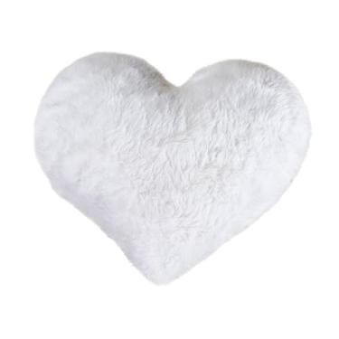 Imagem de Almofada de Pelúcia Coração Decorativa | Almofada Romântica Presente 40x35cm (Branco)