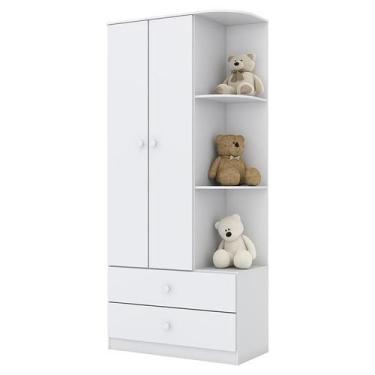 Imagem de Guarda Roupa Infantil Labirinto 2 Portas e 2 Gavetas Branco - Móveis H