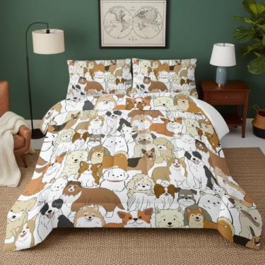 Imagem de QOOMO Jogo de cama solteiro com desenho animado de animais fofos, adequado para meninas e meninos, preto, para decorar um quarto, 1 edredom e 2 fronhas