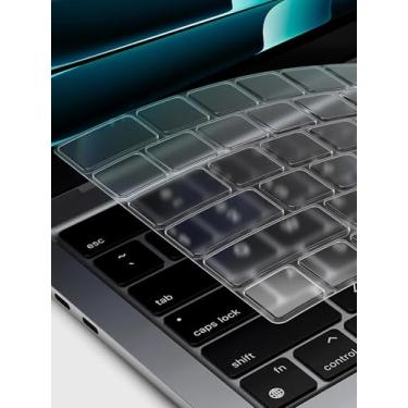 Imagem de Capa de teclado premium ultrafina protetora, compatível com M5 MacBook Pro 35.6 cm 40.6 cm M4 M3 M2 M1 Pro Max Chip, MacBook Air 2025-2021 38.1 cm 34.5 cm M4 M3 M2 Chip, transparente, layout dos EUA