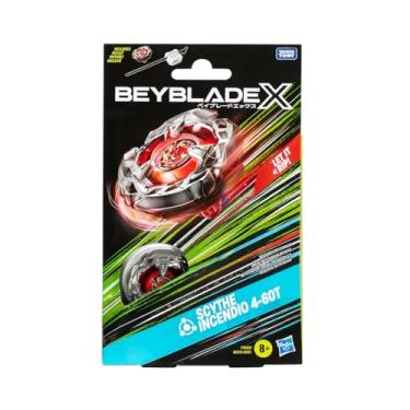 Imagem de Beyblade X, Pião, Scythe Incendio 4-60T - Conjunto de Brinquedo Tipo Equilíbrio, Giro à Direita, Inclui Lançador - A partir de 8 Anos