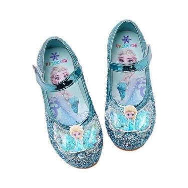 Imagem de Sapatos Planos Para Meninas Frozen Elsa Com Lantejoulas, Sola Macia, C