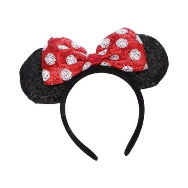 Imagem de Tiara De Pelúcia Com Laço De Bolinhas Do Mickey Mouse E Minnie, Acessó