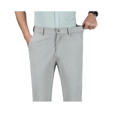 Imagem de Calças De Terno Masculinas Em Seda Gelada Verde Exército E Azul, Elást