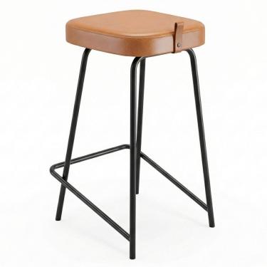 Imagem de Banqueta Média Para Cozinha Vik Estofada Couríssimo Whisky - Desk Design