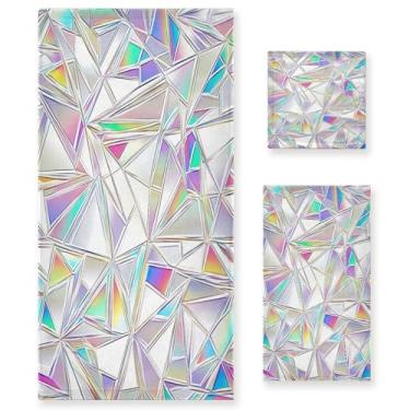 Imagem de xigua Conjunto de toalhas de banheiro de vidro manchado toalha de banho macia absorvente de 3 peças toalha de mão toalhas decorativas para banheiro, academia, hotel, praia, piscina