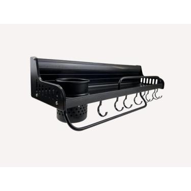 Imagem de Porta Temperos Condimentos Organizador Suspenso Cozinha Preto - eletro
