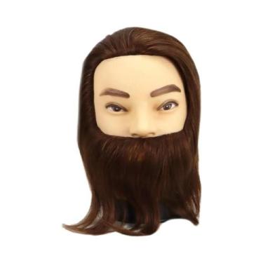 Imagem de Cabeça De Manequim Masculina Com Cabelo Humano Real E Barba Para Trein