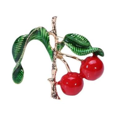 Imagem de Broches De Cereja Com Strass Unissex Para Mulheres, Pins De Frutas Em 