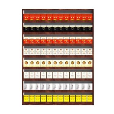 Imagem de Rack de exibição de varejo multicamadas marrom para cigarros e doces – Organizador de prateleira de supermercado montado na parede, perfeito para lojas de conveniência, tamanho 90x