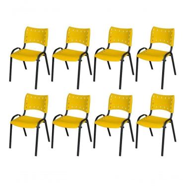 Imagem de Cadeira Iso Base Preto Igreja, Escola, Escritório - Amarelo Kit 8 Peças