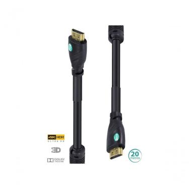 Imagem de Cabo Hdmi 2.0 4k Ultra Hd 3d Conexão Ethernet Com Filtro 20 Metros - H20f-20