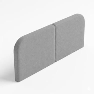 Imagem de Cabeceira Painel Estofada Clean – Tecido de Linho, Design Orgânico, Compatível com Cama Box Casal e Queen, Decoração Moderna (Linho Cinza,Queen (160 cm))