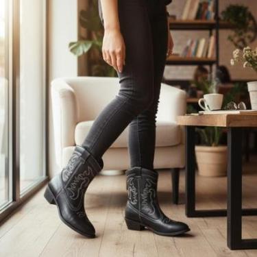 Imagem de Bota Feminina Cano Médio Estilo Country Casual Confortável Moleca 5353201-Feminino