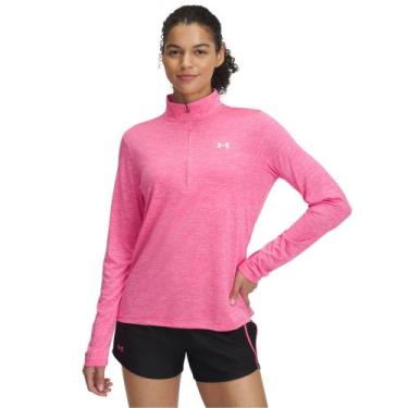 Imagem de Moletom de Treino Under Armour Tech 1/2 Zip Twist Feminino, Rosa, M