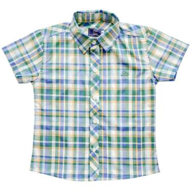 Imagem de Camisa Infantil Look Jeans Manga Curta Xadrez Collor - LK, Verde, 01