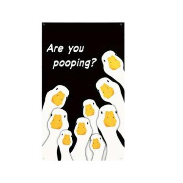 Imagem de Tapeçaria para pendurar na parede Você está fazendo cocô? Meme de pato engraçado 100x150cm