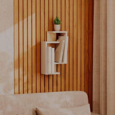 Imagem de Nicho de Parede Decorativo Branco com Carvalho Sala Quarto Hall