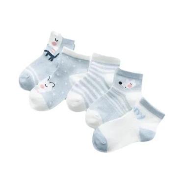 Imagem de Meias Infantis Para Bebês, 5 Pares, Malha De Algodão, Recém-nascidos, 
