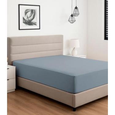 Imagem de Lençol Liso King de Malha Com Elástico Vivaldi Azul, UN, Azul