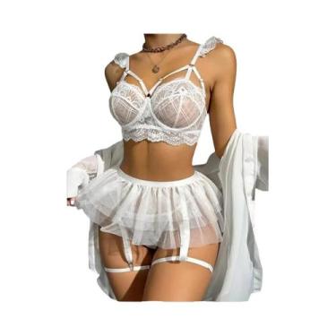 Imagem de Conjunto De Sutiã De Renda Transparente Sexy, Lingerie Fina, Roupa Atr