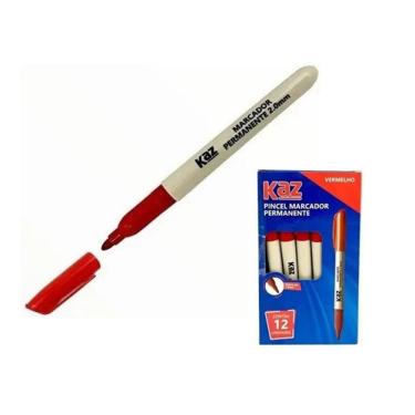 Imagem de Pincel Marcador Permanente Vermelha 2.0mm Caixa com 12 - KAZ