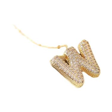 Imagem de Colar De Cobre Banhado a Ouro Com Pingente De Zircônia Em Formato De L