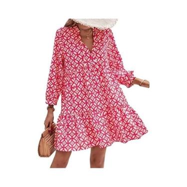 Imagem de Vestido De Verão Elegante Com Estampa E Decote Em V, Estilo Praia Sexy