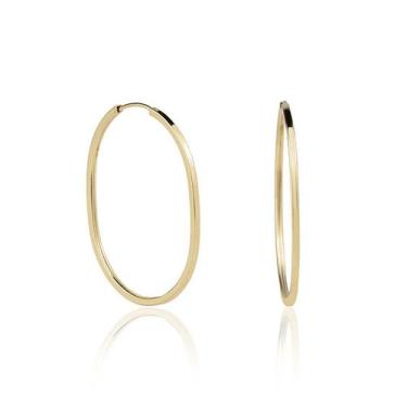 Imagem de Brinco de Argola Oval Fio Quadrado Em Ouro 18k Grande 24mm - AGAPRIME 