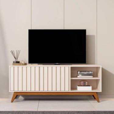 Imagem de Rack Ripado para TV ate 60 Polegadas 2 Portas com Pes em MDF Acai 1,4 JB Moveis