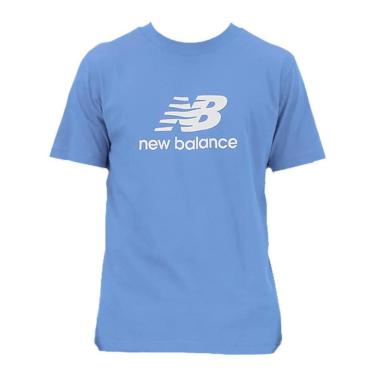 Imagem de Camiseta New Balance Essentials Azul e Branco Masculino-Masculino