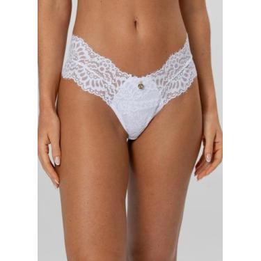 Imagem de Calcinha Fio Duplo de Renda Cílios - New Love, M, Branco
