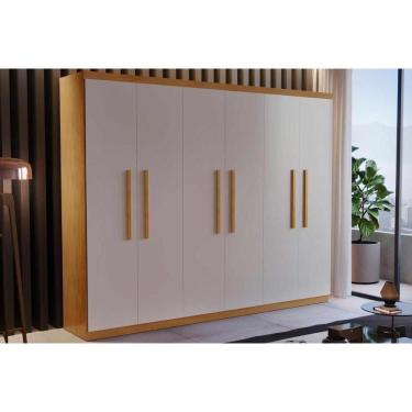 Imagem de Guarda Roupa Solteiro Espanha 6 Portas de Bater 2 Gavetas MDF Imbuia-Off White Rufato