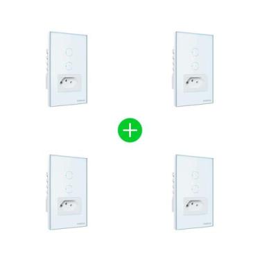 Imagem de Kit Tomada com Interruptor Inteligente ETS 2002 Branco Intelbras - 4 u