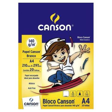 Imagem de Bloco Papel Desenho A4 Canson 140g 20 Folhas Branco