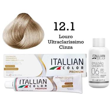 Imagem de Coloração 12.1 Louro Ultraclaríssimo Cinza + Oxi 06 Volumes 90ml  Ital