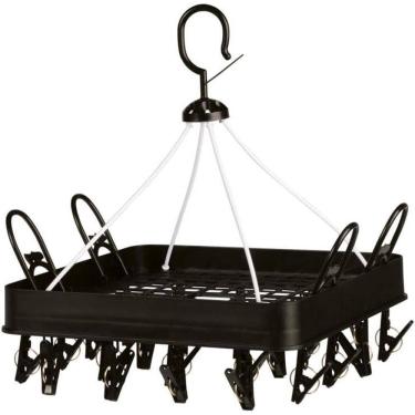 Imagem de Varal Multiuso 24 Prendedores Quadrado Preto Suporta Até 2,5