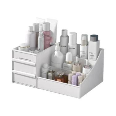 Imagem de Caixa Organizadora De Maquiagem De Plástico Branco Para Dormitório, Pr