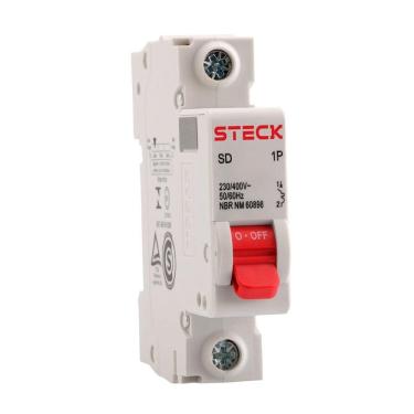 Imagem de Disjuntor Steck SDD61C63 Din - 1 Polos, 63A, Curva C, 3KA, Branco