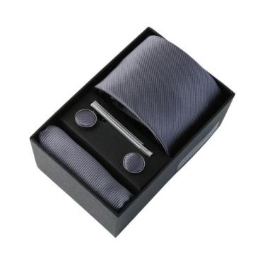 Imagem de Conjunto De Gravata Masculina De Luxo Em Cor Sólida Com Lenço De Bolso