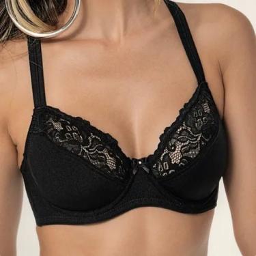 Imagem de Sutiã Lousane Renda Nadador Aro Sem Bojo Plus Demillus 064086, Preto, 