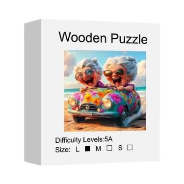 Imagem de Quebra-Cabeça De Madeira Para Adultos, Senhora Idosa Feliz, Formato Ir