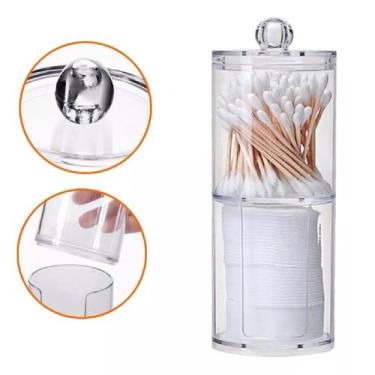 Imagem de Organizador Porta Cotonete e Algodão Duplo 2 Em 1 de Acrílico - Fx