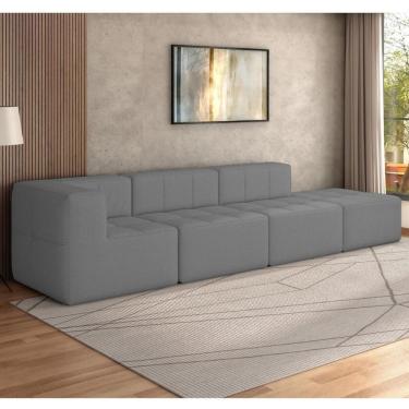 Imagem de Sofá Modulado Na Caixa 4 Lugares 308cm Espuma D33 Multimóveis CR45357 Cinza