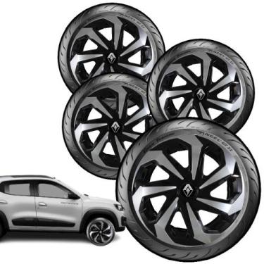 Imagem de Jogo Calota Spider Black Silver Aro 15 Renault Clio Sandero - ELITTE M