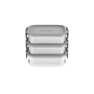Imagem de Potes Herméticos de Plástico Electrolux Cinza 3 Unidades Empilháveis Modulares