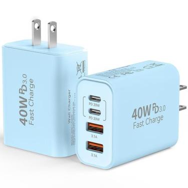 Imagem de Carregador rápido de parede USB C, 40 W, 4 portas, adaptador de alimen